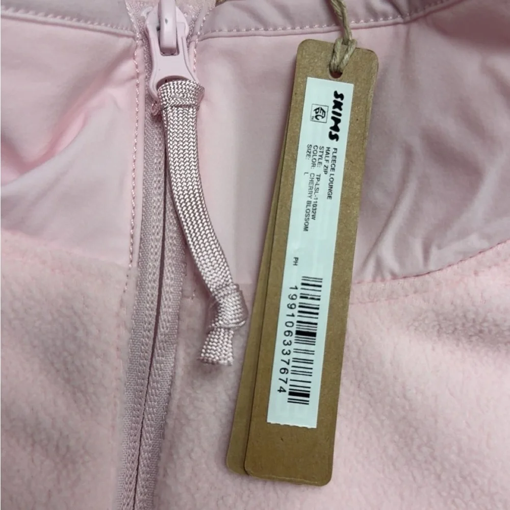 SKIMS Pink Cropped Quarter-Zip Fleece Pullover - Picture 4 of 4